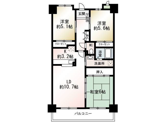 オーバーヒルズ弐番館 間取り